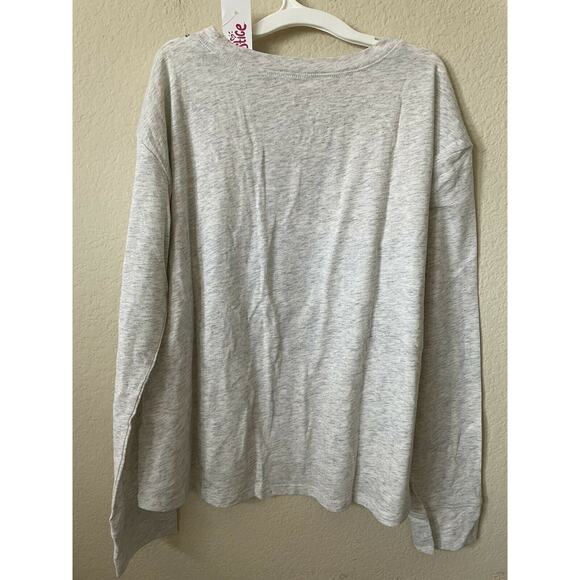 Justice Gray Blue Sparkle Be Beyoutiful Cat Girls’ Long Sleeve Tee Top Size 12 - Picture 5 of 5